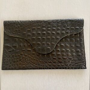 JJ Winters Crocodile Embossed Envelope Clutch with Leather Lining Size 13” x 8”